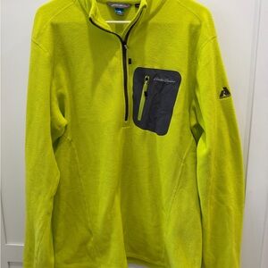 Eddie Bauer Men's Bright Yellow first ascent fleece 1/4 zip Jacket tall large